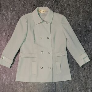Vintage. Made In USA. Women's Double-Breasted Light Gray Coat. Small